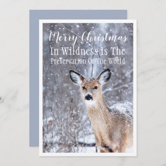 Carte Cerf en hiver Forêts de neige Salutation de Noël (Devant / Derrière)