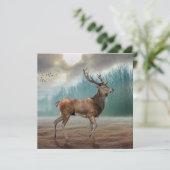 Carte Cerf Lone Dans La Forêt Misty (Debout devant)