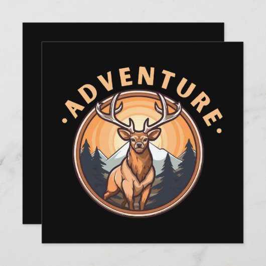 Carte Cerf - Sauvage - Camping - Aventure (Devant / Derrière)