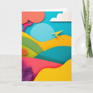 Carte Cerf-volant vibrant s'élevant au-dessus de colline