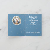 Carte Cerfs dans un pot Flocons de neige bleus (Intérieur)