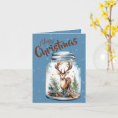Carte Cerfs dans un pot Flocons de neige bleus (Fleur jaune)