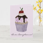 Carte Cerise Cupcake Anniversaire Italienne (Fleur jaune)