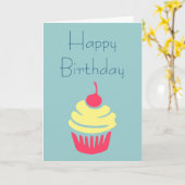 Carte Cerise de Cupcake rose et jaune en haut Anniversai (Fleur jaune)