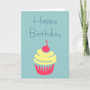 Carte Cerise de Cupcake rose et jaune en haut Anniversai