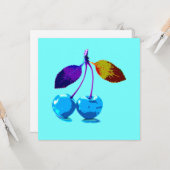 Carte Cerises bleues vives (Devant/Arrière en situation)