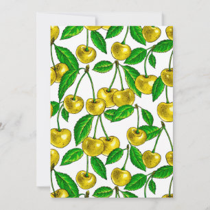 Carte Cerises jaunes sur fond blanc
