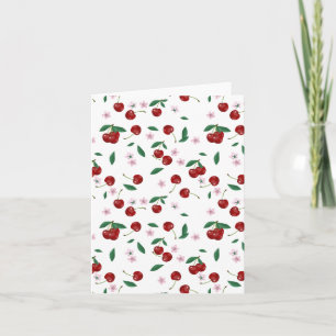 Carte Cerises rouges botaniques Verdure & Fleurs de ceri