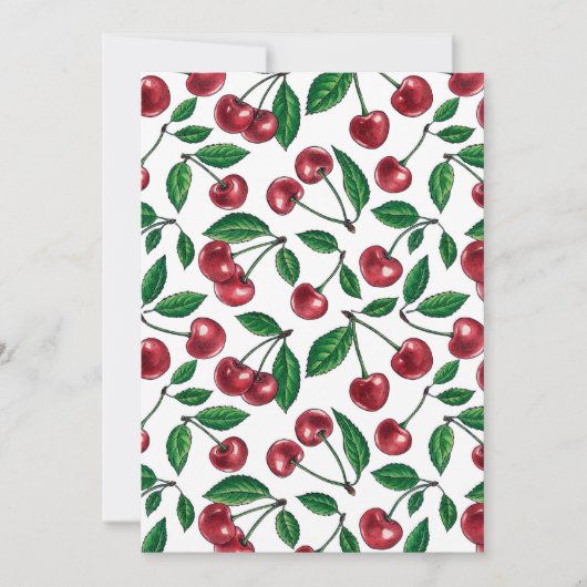 Carte Cerises rouges sur blanc (Devant)