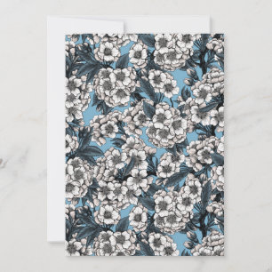 Carte Cerisier en fleurs en blanc et bleu