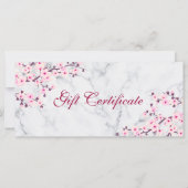 Carte Cerisier Fleurs rose Gris Marbre Certificat cadeau (Devant)