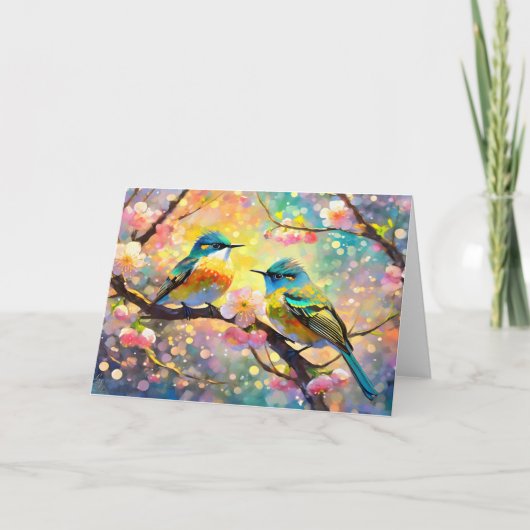 Carte Cerisier Imaginaire Sunrise Songbirds (Devant)