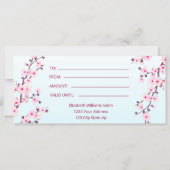 Carte Cerisiers en fleurs Rose Turquoise (Dos)
