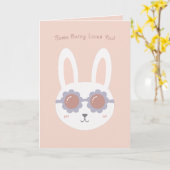 Carte Certains lapins t'aiment rose (Fleur jaune)