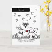 Carte Certains Lapins Vous Aiment Anniversaire Personnal (Fleur jaune)