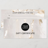 Carte Certificat/bon cadeau Classy Modern Gold Foil (Devant / Derrière)
