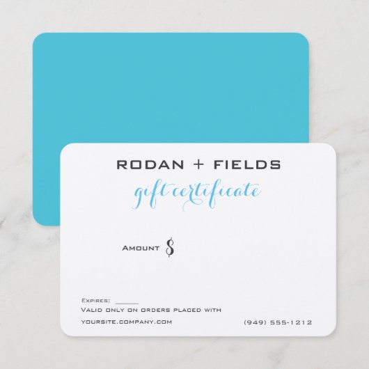 Carte certificat cadeau (Devant / Derrière)