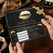 Carte Certificat cadeau 3D Gold Lips Artist Floral