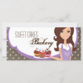 Carte Certificat cadeau 4"x9" Brunette Baker Cup Cakes (Devant)