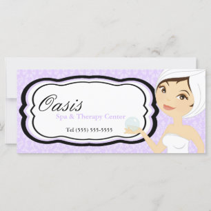 Carte Certificat cadeau 4"x9" Massage Spa pourpre Damas