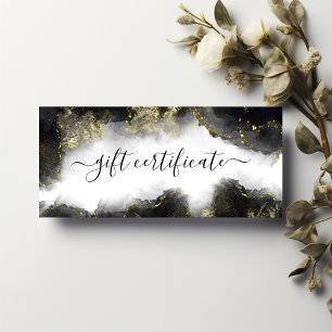 Carte Certificat Cadeau à l'Encre Liquide Moderne Noir e