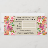 Carte Certificat Cadeau à Monogramme Kraft Floral Rustiq (Dos)