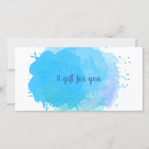 Carte Certificat Cadeau Abstrait Aquarelle Bleue pour En