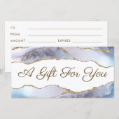 Carte Certificat cadeau agate bleu gris (Devant / Derrière)