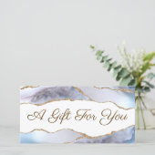 Carte Certificat cadeau agate bleu gris (Debout devant)