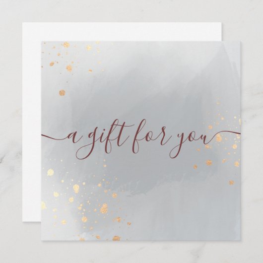 Carte Certificat Cadeau Aquarelle Gris avec Éclaboussure (Devant / Derrière)