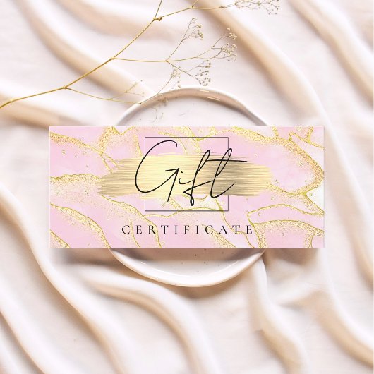 Carte Certificat cadeau Aquarelle Pink Gold Foil