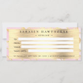 Carte Certificat cadeau Aquarelle Pink Gold Foil (Dos)