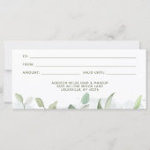 Carte Certificat Cadeau Aquarelle Rustique de Verdure (Dos)