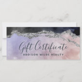 Carte Certificat cadeau Aquarelle violet noir argent (Devant)