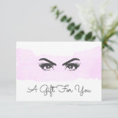 Carte Certificat cadeau artiste maquillage couleur rose (Debout devant)
