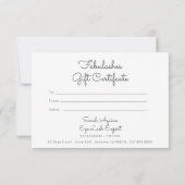 Carte Certificat cadeau artiste maquillage couleur rose (Dos)