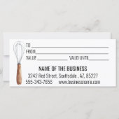 Carte Certificat cadeau Baking Boulangerie Cup Cake (Dos)