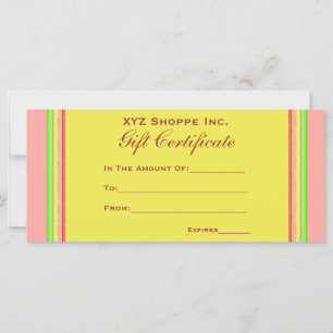 Carte Certificat cadeau bandes arc-en-ciel