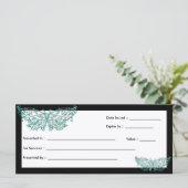 Carte Certificat cadeau :: Beau Papillon Turquoise (Debout devant)
