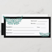 Carte Certificat cadeau :: Beau Papillon Turquoise (Devant / Derrière)