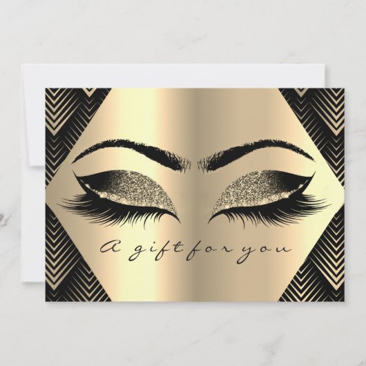 Carte Certificat cadeau Black Gold Lashes Maquillage Art (Devant)