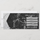 Carte Certificat cadeau Black White & Silver Marble Glam (Dos)