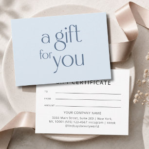 Carte Certificat Cadeau Bleu Moderne