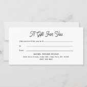 Carte Certificat Cadeau Bleu Script Moderne (Dos)