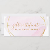 Carte Certificat cadeau Blush Pink Watercolor Gold Circl (Devant)
