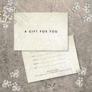 Carte Certificat Cadeau Bohème Antique Minimaliste