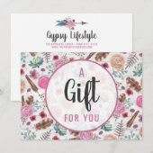 Carte Certificat Cadeau Bohème Chic Flèche en Plume Rust (Devant / Derrière)