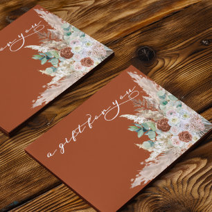 Carte Certificat Cadeau Boho Herbe de Pampas Terre Cuite