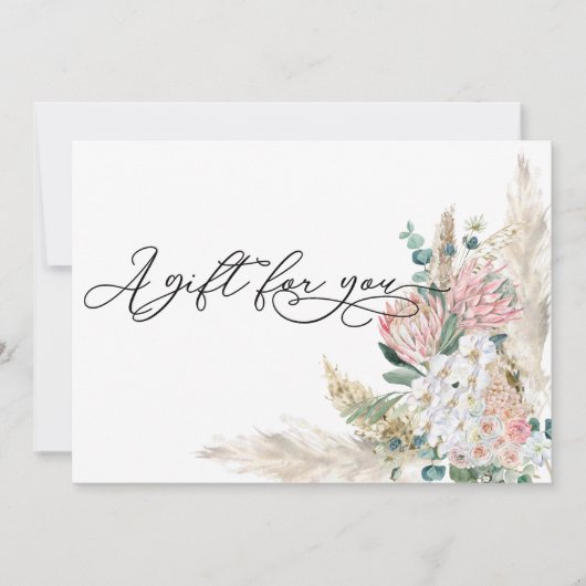 Carte Certificat cadeau Boho Pampas Grass Floral Bouquet (Devant)
