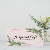Carte Certificat cadeau Botanical Green Blush Pink (Debout devant)